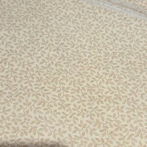100% Cotton fabric beige fabric with light brown leaves and vines